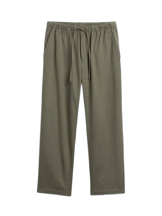 Olive Green Relaxed Straight-Leg Pull-On Pants