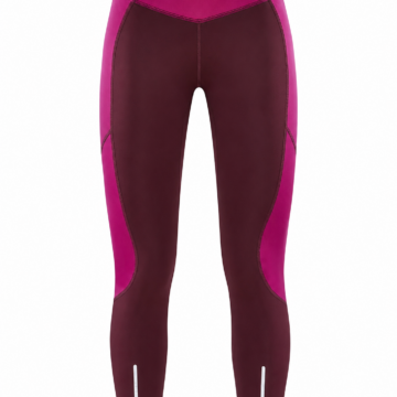 High-Waisted Color-Block Skinny Leggings in Burgundy and Magenta