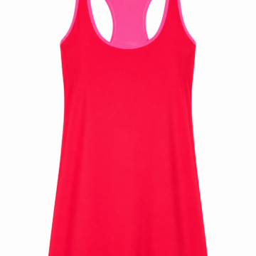 Red Sleeveless Racerback Dress with Pink Trim