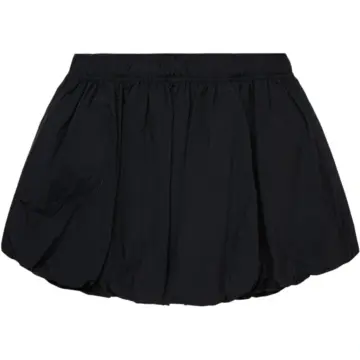 Black Bubble Hem Mini Skirt with Elastic Waist