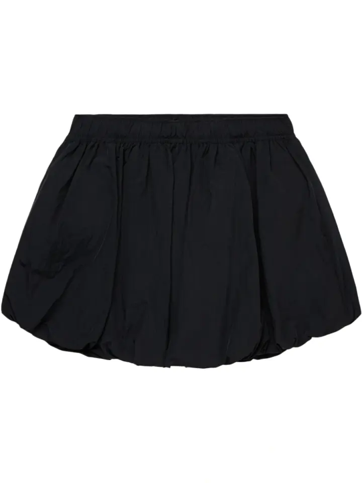 Black Bubble Hem Mini Skirt with Elastic Waist