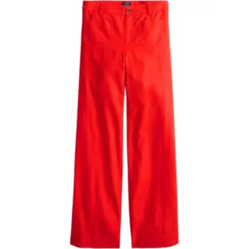 Red Wide-Leg Trousers with Patch Pockets