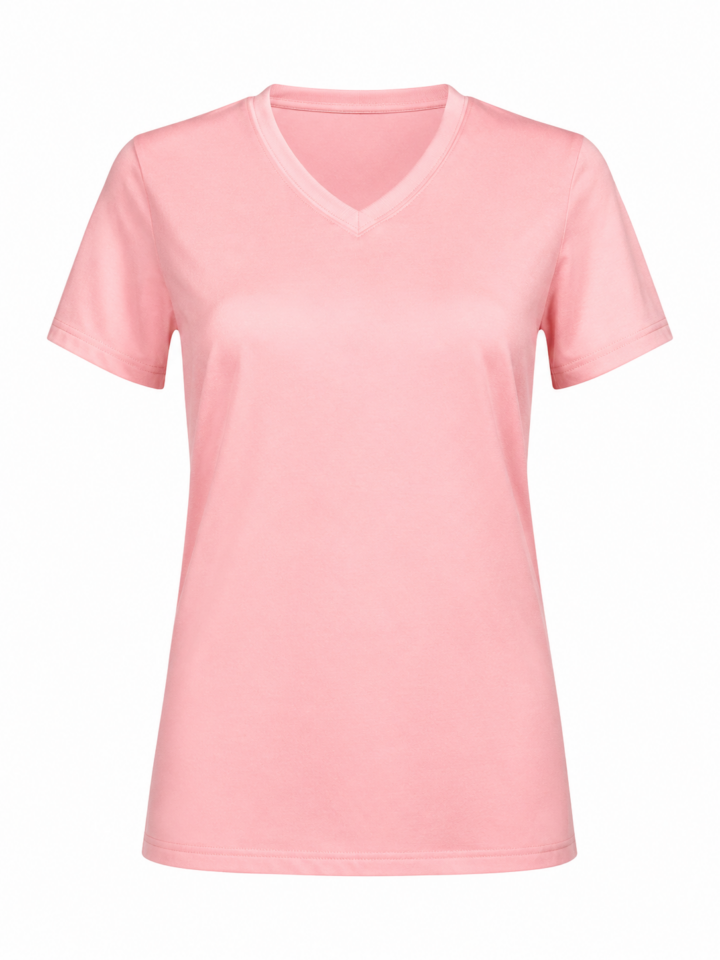 Pink V-Neck Short-Sleeve T-Shirt