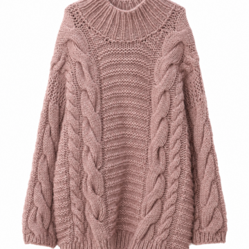 Dusty Rose Oversized Cable-Knit Sweater