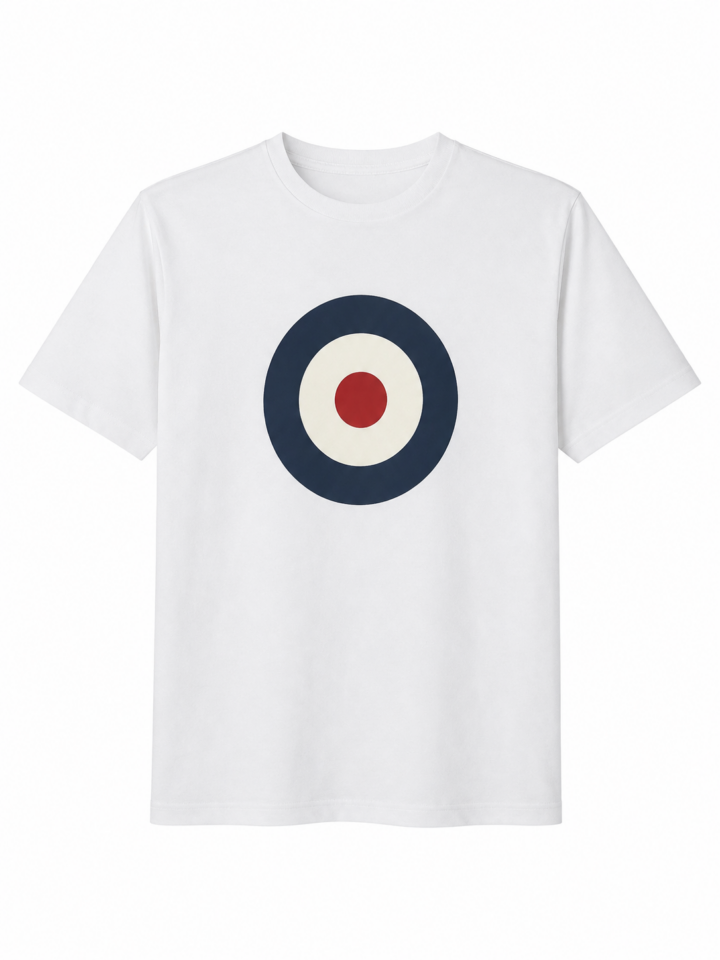 White Circular Graphic Crew Neck T-Shirt