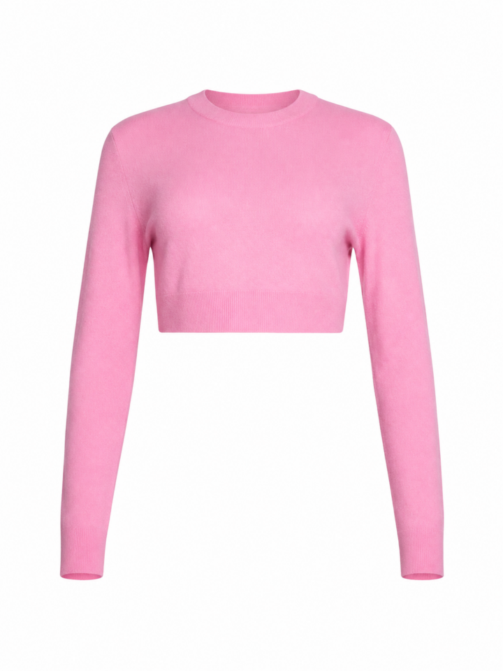 Light Pink Slim Fit Cropped Sweater