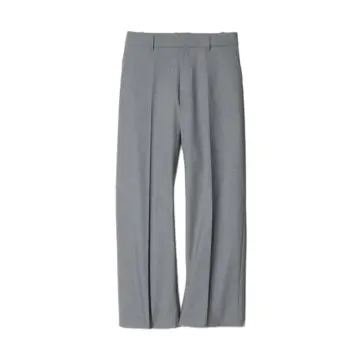 Medium Grey Wide-Leg Tailored Trousers