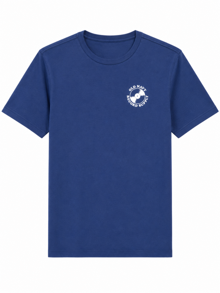Solid Blue Crewneck T-Shirt with Small Chest Logo