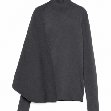 Charcoal Grey Asymmetrical Poncho Knit Top