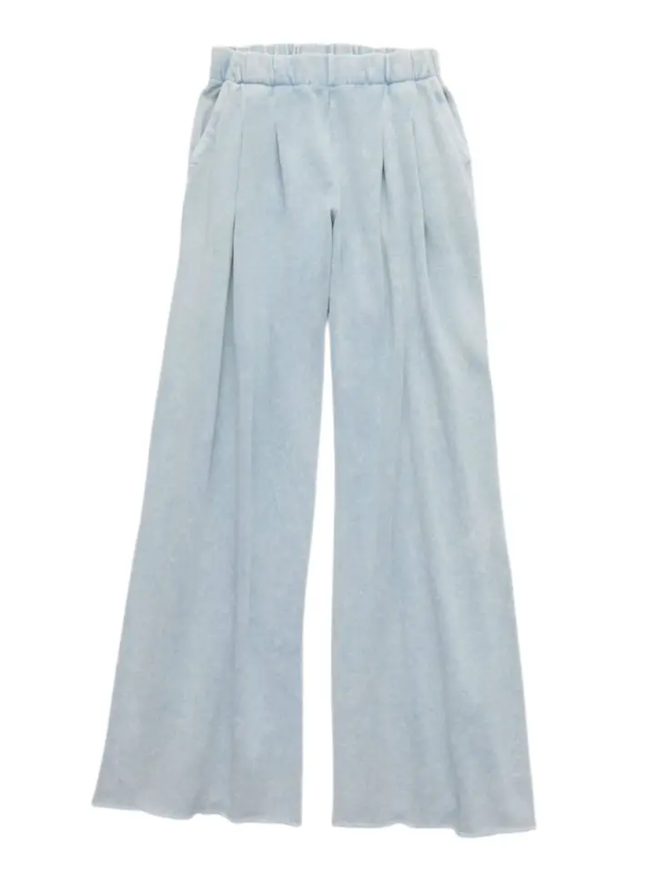 Light Blue Wide-Leg Pants with Pleated Waist
