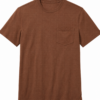 Brown Heathered Crewneck T-Shirt with Patch Pocket
