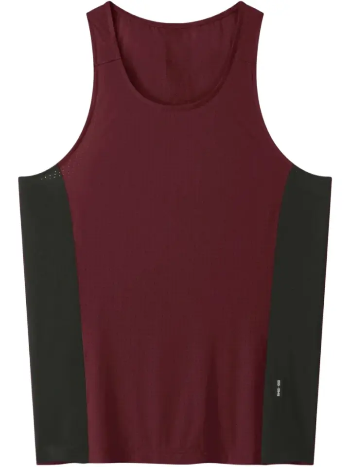 Burgundy Sleeveless Scoop Neck Tank Top with Contrast Side Panels