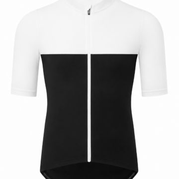 White and Black Color-Block Cycling Jersey