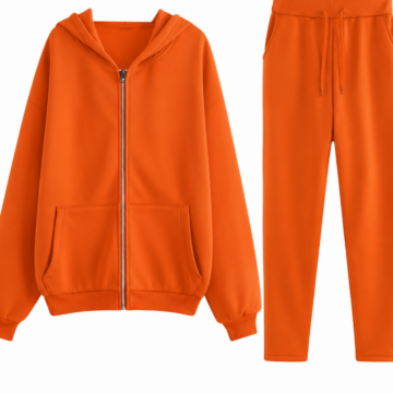 Orange Two-Piece Tracksuit with Hoodie and Jogger Pants