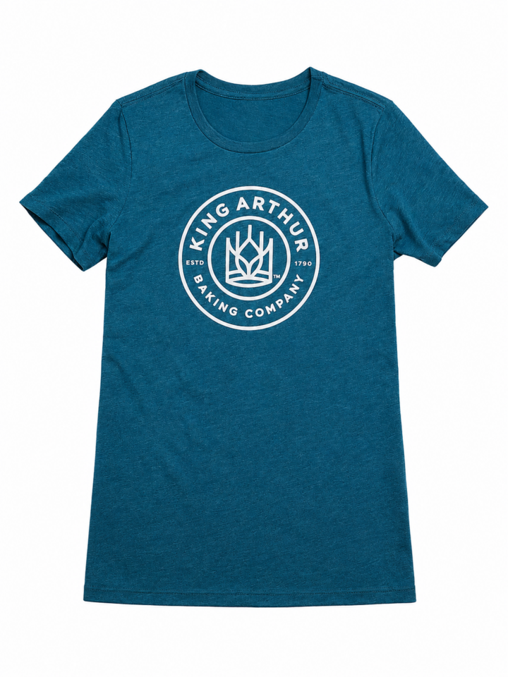 Heathered Dark Teal T-Shirt with Circular Logo Print