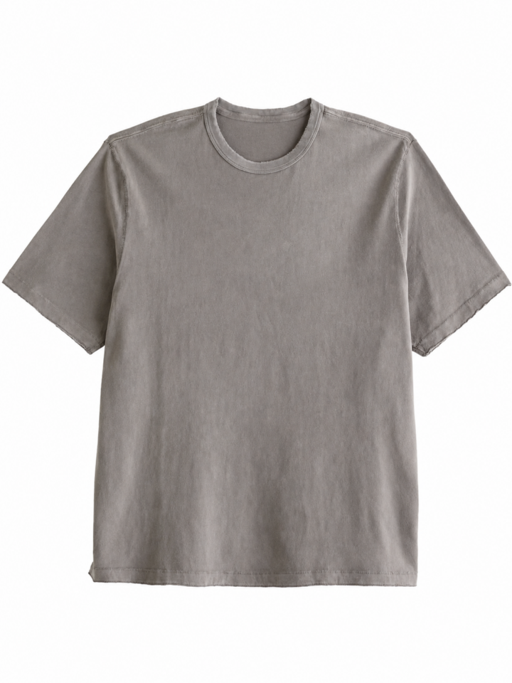 Grey Acid-Wash Oversized T-Shirt with Dropped Shoulders