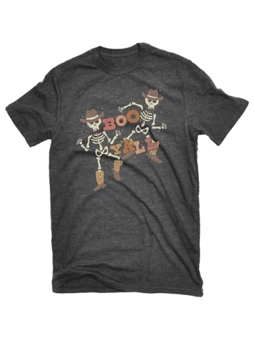 Dark Heather Grey Graphic Skeleton Cowboy T-Shirt