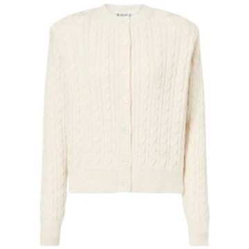 Off-White Cable Knit Cardigan with Button Front