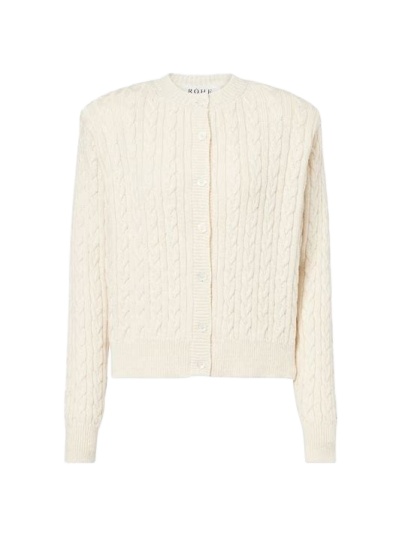 Off-White Cable Knit Cardigan with Button Front