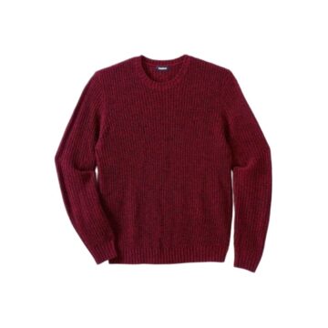 Burgundy Ribbed Crewneck Pullover Sweater