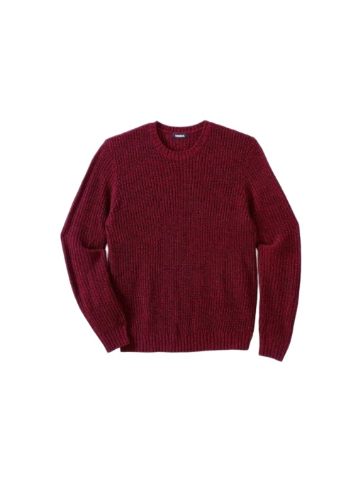 Burgundy Ribbed Crewneck Pullover Sweater
