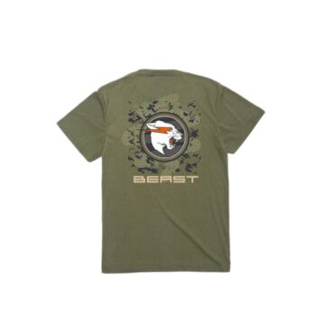 Olive Green Beast Graphic Back Print T-Shirt