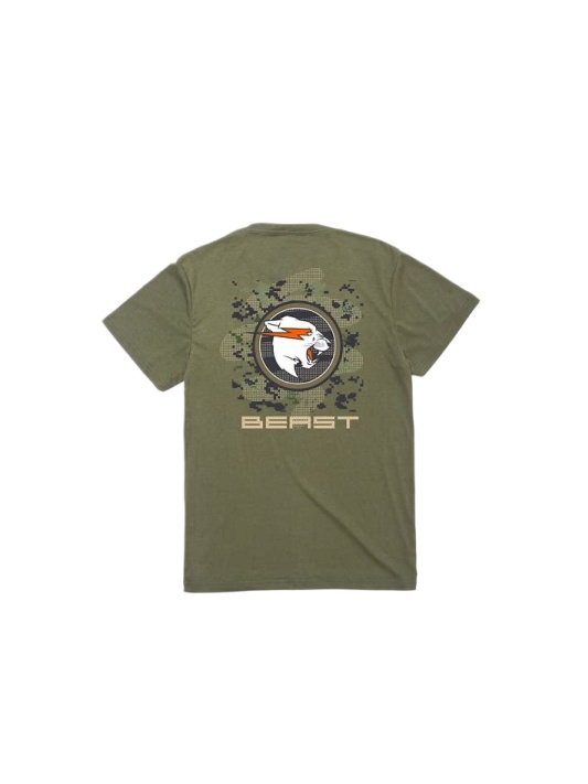 Olive Green Beast Graphic Back Print T-Shirt