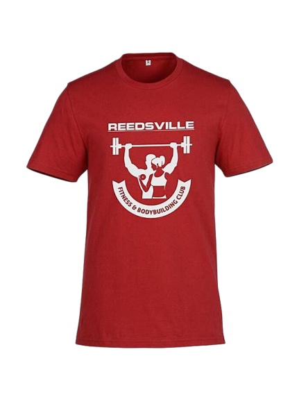 Red Standard Fit Short-Sleeve Crew Neck T-Shirt with White Fitness Graphic