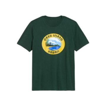 Dark Green Graphic Crew Neck T-Shirt
