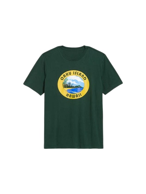 Dark Green Graphic Crew Neck T-Shirt