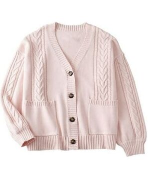 Pale Pink Oversized Cable Knit Cardigan