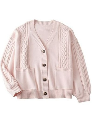 Pale Pink Oversized Cable Knit Cardigan
